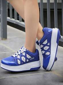 兒童戶外運動鞋逃走鞋輪滑鞋輪鞋透氣網面兩輪鞋