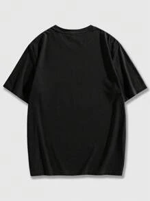 ROMWE MEN Street Life 男士字母圖案T恤 - 黑色 - 查看 2