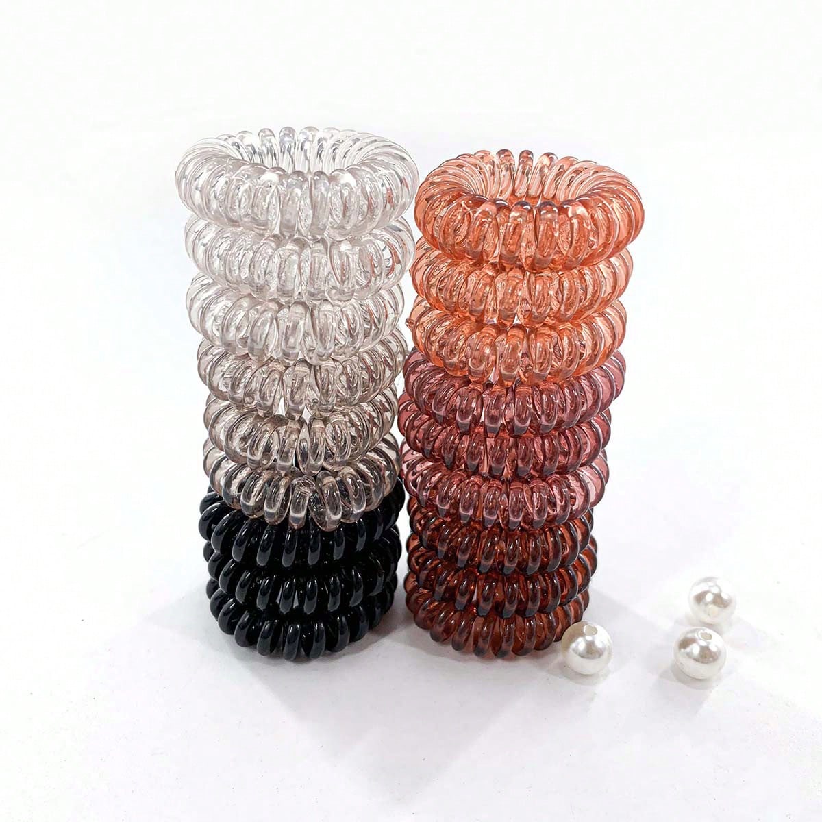 18pcs Plain Coil Wire Hair Tie Casual