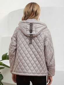 GASMAN 插肩袖抽绳连帽夹棉大衣 - 淺灰紫 - 查看 2