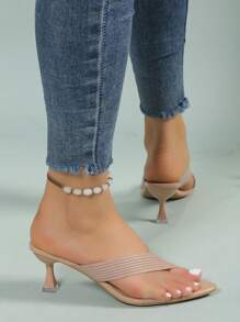Spring/summer Women's Mules With Fabric Strap, Pointed Toe And Stiletto Heel, Perfect For Summer