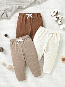 Bebis Flicka 3 st. Rosett Framtill Mjukisbyxor - Multifärgad - Visa 1