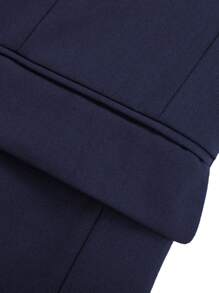 Men Double Breasted Flap Detail Blazer - Navy Blue - View 4