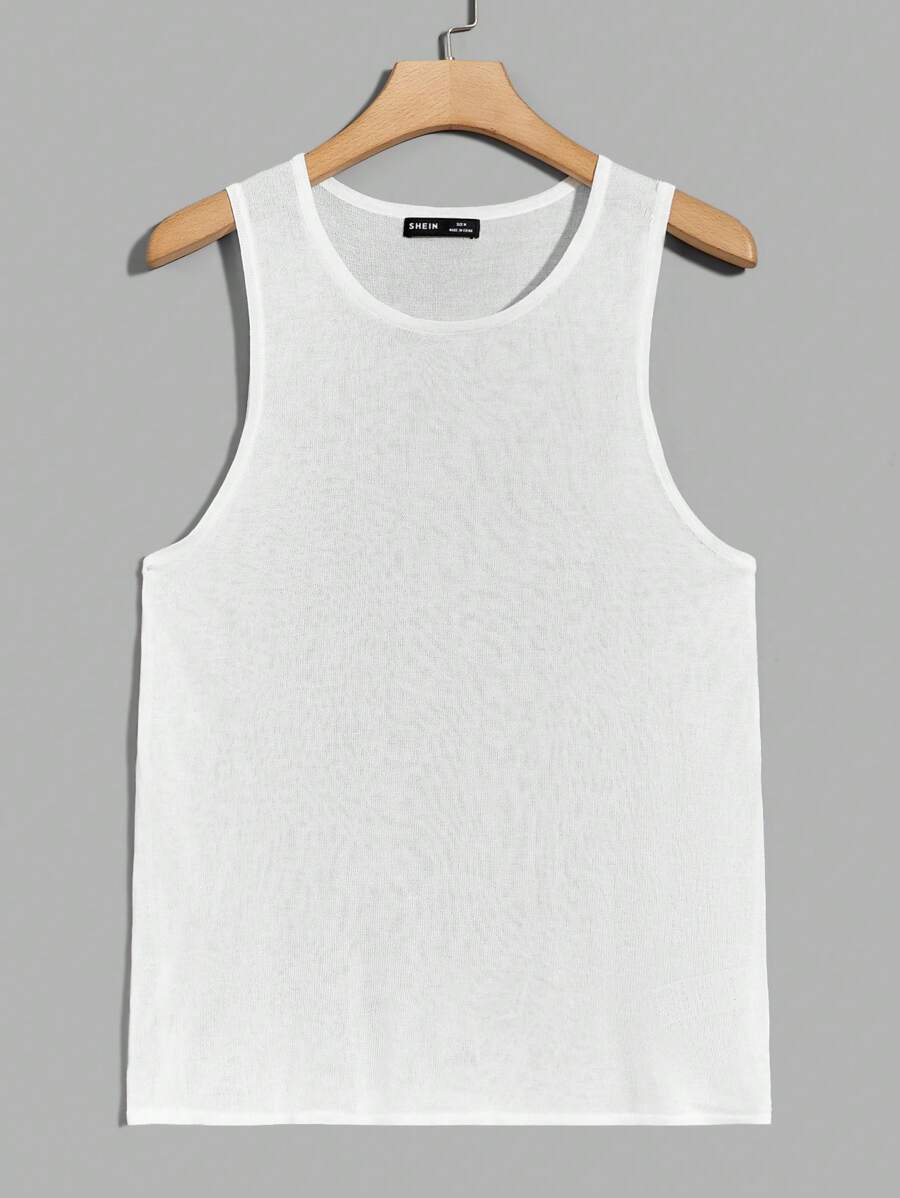 Manfinity VCAY 男士素色針織背心上衣 - 白色 - 查看 1