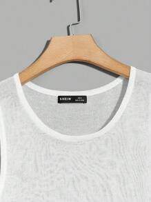 Manfinity VCAY 男士素色針織背心上衣 - 白色 - 查看 3