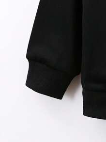 SHEIN Chàng trai trẻ Phi hành gia Và Đồ họa Chữ cái Áo len & Quần nỉ - màu đen - Xem 4