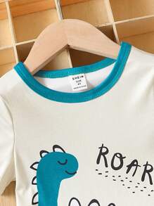 Tween Boy Cartoon Graphic PJ Set - Beige - View 3