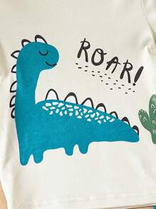 Tween Boy Cartoon Graphic PJ Set - Beige - View 4