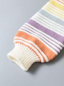 SHEIN 女大童塊狀條紋圖案落肩袖套頭毛衣 - 彩色 - 查看 4