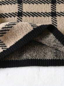 SHEIN Sparklyn 女大童格紋圖案拼接邊毛衣和針織裙