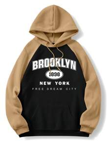 Nam Đồ họa Chữ cái Tay Raglan Dây rút Hoodie - Nhiều màu - Xem 1