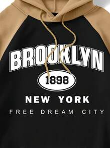 Nam Đồ họa Chữ cái Tay Raglan Dây rút Hoodie - Nhiều màu - Xem 4