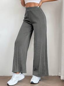 SHEIN PETITE Wide Leg Trousers - Grey - View 5