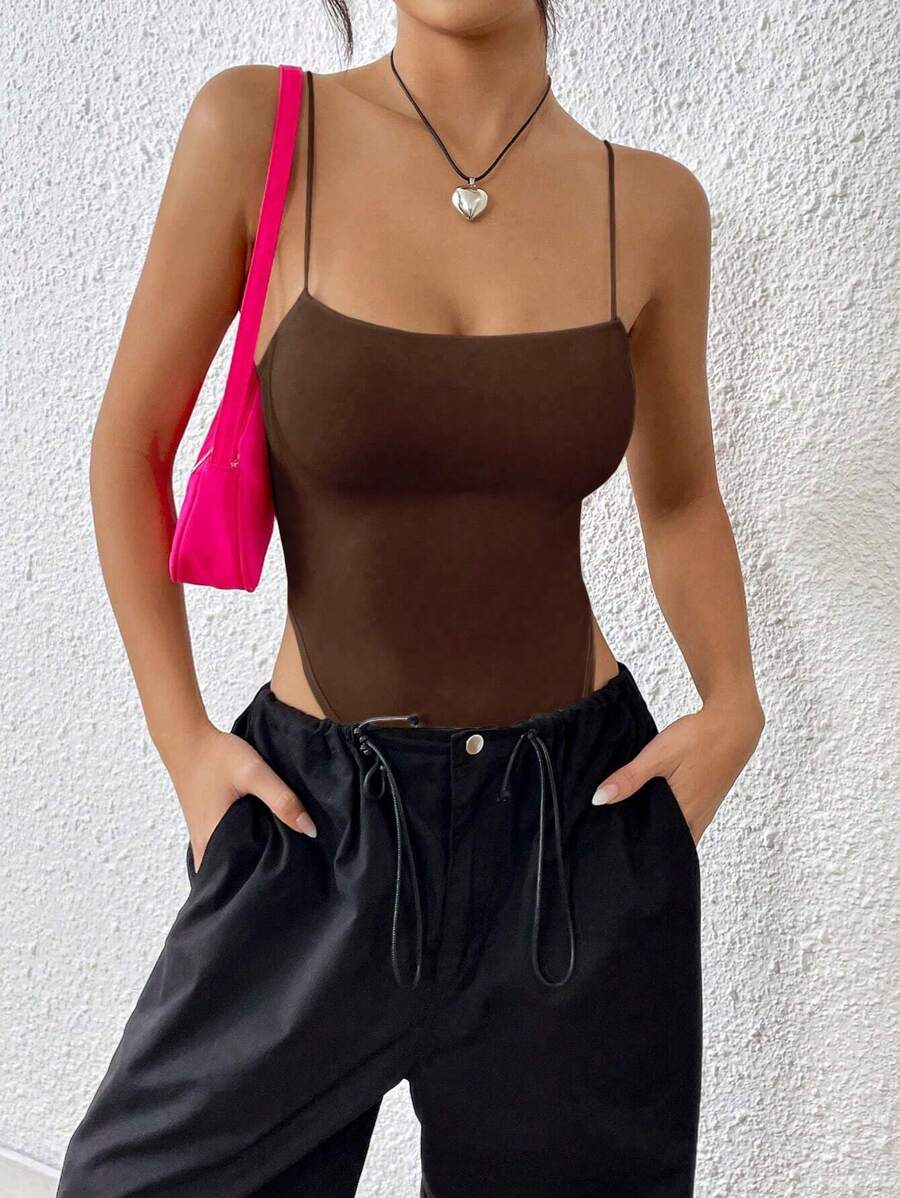 SHEIN EZwear Solid Cami Bodysuit