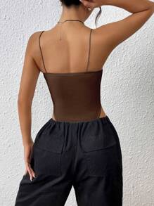 SHEIN EZwear Solid Cami Bodysuit