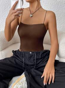 SHEIN EZwear Solid Cami Bodysuit