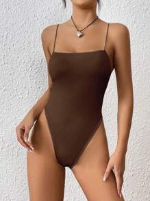 SHEIN EZwear Solid Cami Bodysuit