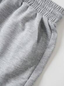 INAWLY Dragon Graphic Drawstring Waist Track Shorts - Light Grey - View 5