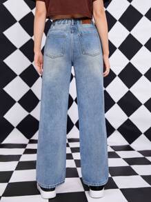 جينز بساق مستقيم ممزق بنت طفل