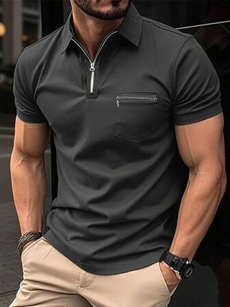 Men Zip Pocket Polo Shirt