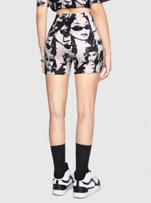 ROMWE Street Life 人像圖案騎行褲 - 彩色 - 查看 6