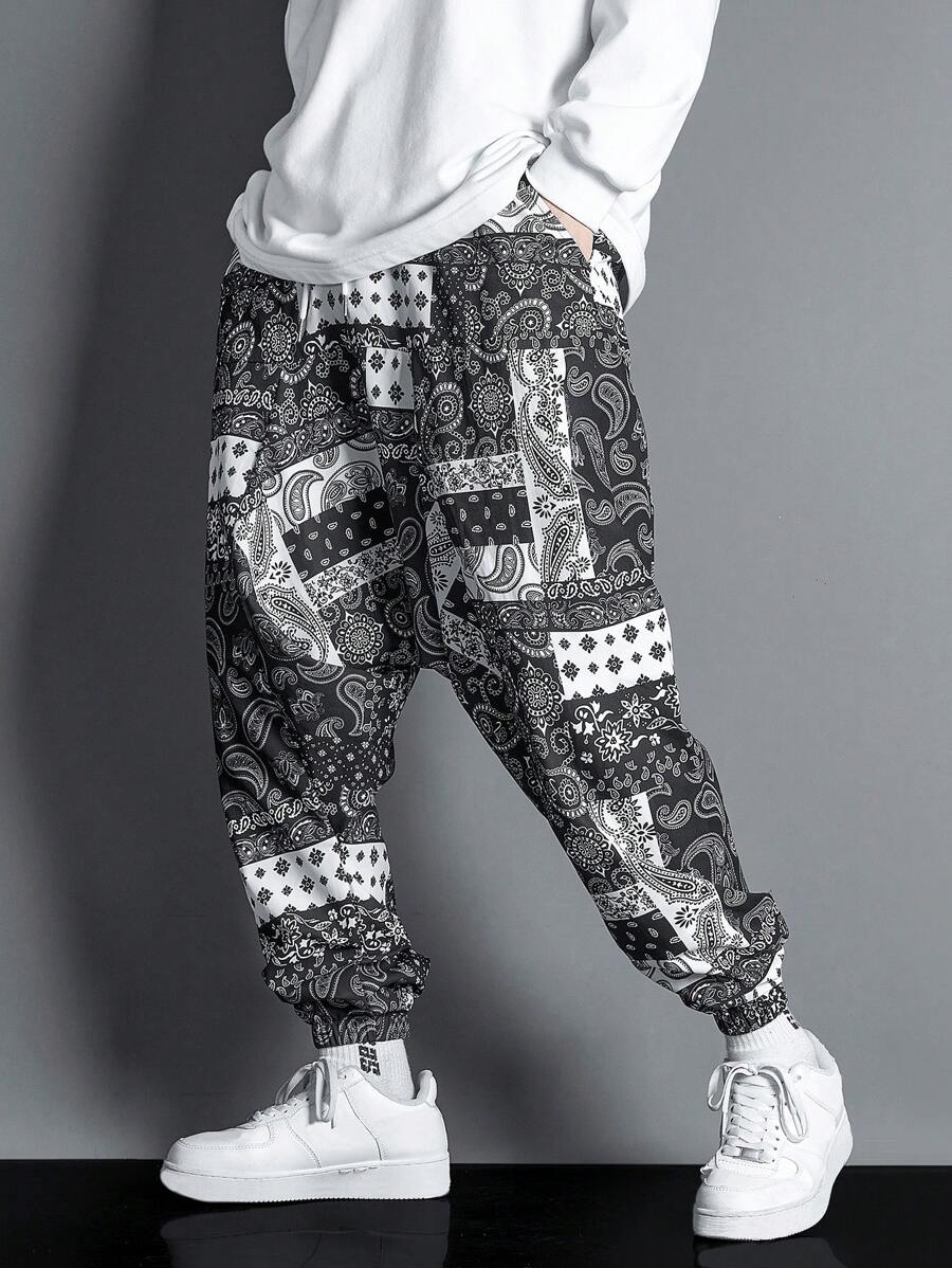 Manfinity Hypemode Loose Fit Paisley Scarf Printed Men's Drop Crotch