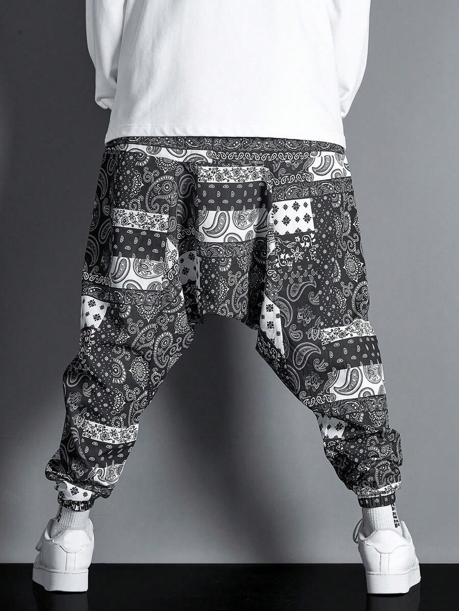 Manfinity Hypemode Loose Fit Paisley Scarf Printed Men's Drop Crotch