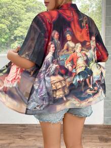 Flirla Plus 夏季图案落肩衬衫 - 彩色 - 查看 2