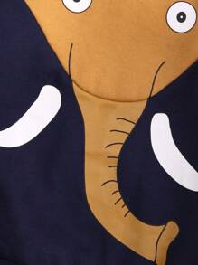 SHEIN Áo nỉ giữ nhiệt in hình voi dành cho bé trai - Nhiều màu - Xem 4