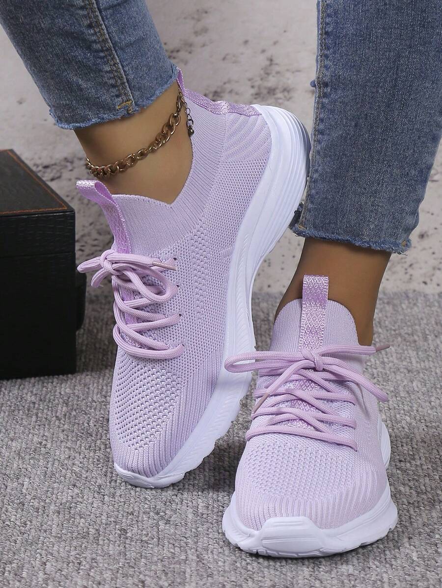 女士轻质网眼透气跑步鞋，舒适低帮厚底运动鞋