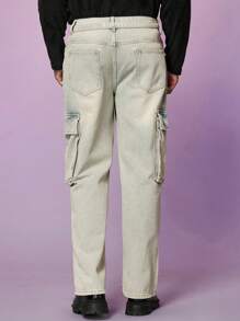Manfinity Homme Men Flap Pocket Side Cargo Jeans