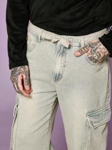 Manfinity Homme Men Flap Pocket Side Cargo Jeans