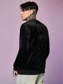 Manfinity AFTRDRK Men Solid Velvet Sweatshirt - Black - View 2
