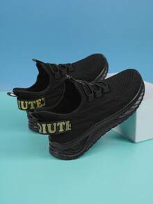 兒童運動鞋男孩字母圖案繫帶運動鞋