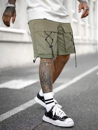 Uomo Shorts tasca con patta con coulisse a vita cargo