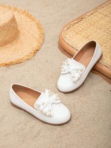 Girls Bow Knot Design Casual Versatile Performance Flats, New Arrival - White - View 2
