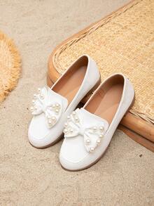 Girls Bow Knot Design Casual Versatile Performance Flats, New Arrival - White - View 3