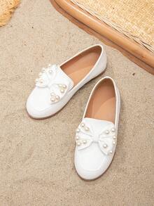 Girls Bow Knot Design Casual Versatile Performance Flats, New Arrival - White - View 4
