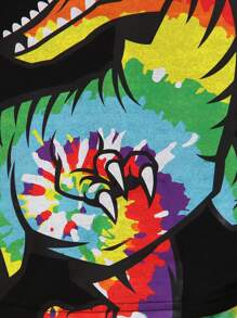 SHEIN 2 Cái/bộ Tập Đi Bé Trai 3D In Hình Khủng Long Dễ Thương Trên Và Dây Buộc Quần Short Cho Ngày Lễ, Mềm Mại & Thoải Mái, Mùa Hè - Nhiều màu - Xem 6