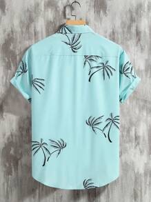 Manfinity Men Tropical Print Shirt Without Tee - Mint Blue - View 2