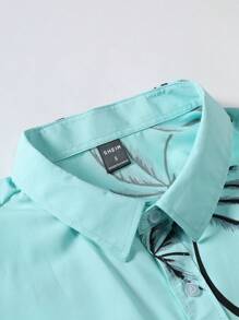 Manfinity Men Tropical Print Shirt Without Tee - Mint Blue - View 4