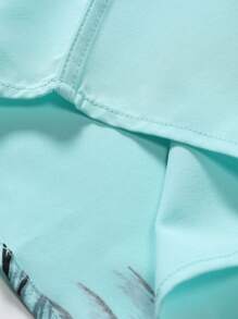 Manfinity Men Tropical Print Shirt Without Tee - Mint Blue - View 5