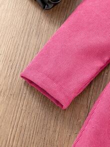 SHEIN 女小童雙排釦腰帶燈芯絨風衣外套