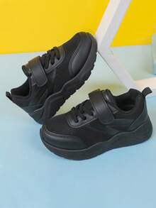 Children's Sports Shoes, Girls' Netting Sports Shoes With Hook-and-loop Strap - Black - View 4