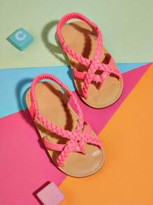 夏季時尚韓語風格女孩公主涼鞋 - 玫紅色 - 查看 1