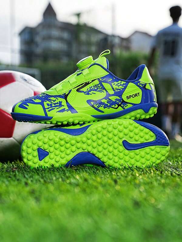 Children's Soccer Shoes With Rotating Buckle, Fashionable Football