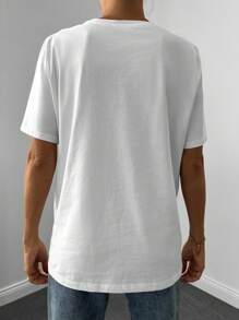 EURMUSE Solid Rhinestone Detail Tee - White - View 2