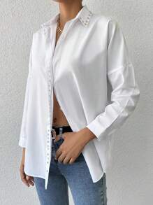 EURMUSE Chemise Unicolore À Bouton - Blanc - Voir 4
