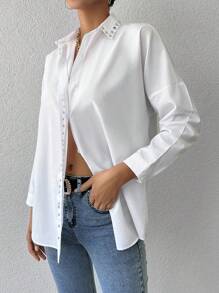 EURMUSE Chemise Unicolore À Bouton - Blanc - Voir 5