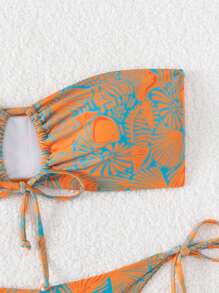 Swim Vcay Conjunto de bikini de amarrar con estampado tropical para playa en verano